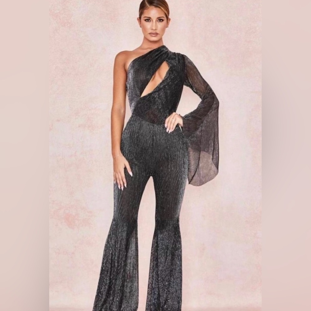 House of CB Silver and Black Metallic Dress